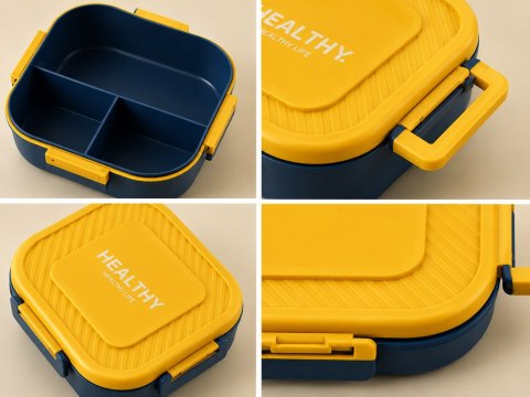 Lunchbox śniadaniówka pojemnik na śniadanie obiad z przegródkami sztućce