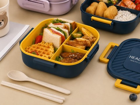 Lunchbox śniadaniówka pojemnik na śniadanie obiad z przegródkami sztućce