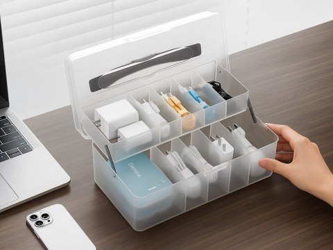 Organizer na kable i ładowarki elektronikę skrzynka narzędziowa wędkarska