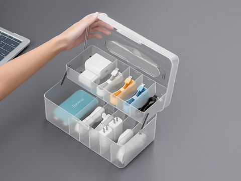 Organizer na kable i ładowarki elektronikę skrzynka narzędziowa wędkarska