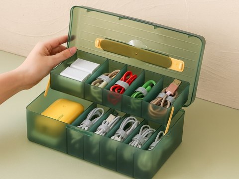 Organizer na kable i ładowarki elektronikę skrzynka narzędziowa wędkarska