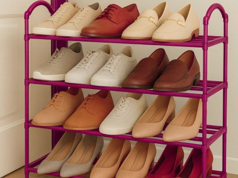 Półka na buty obuwie organizer szafka piętrowa różowy regał 4 poziomy duży