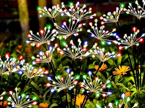 LAMPA SOLARNA OGRODOWA LED DMUCHAWIEC FAJERWERK NA SZPIKULCU DO OGRODU 2szt