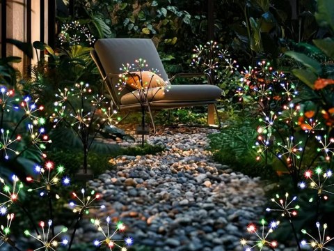 LAMPA SOLARNA OGRODOWA LED DMUCHAWIEC FAJERWERK NA SZPIKULCU DO OGRODU 2szt