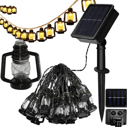 LAMPKI SOLARNE OGRODOWE LED GIRLANDA LAMPIONY NA BALKON TARAS DEKORACYJNE