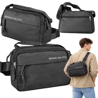 Nerka męska saszetka na ramię do ręki torba crossbody czarna regulacja