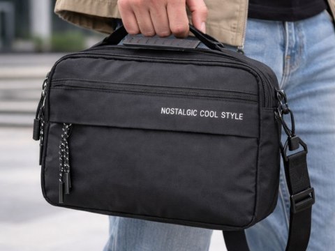 Nerka męska saszetka na ramię do ręki torba crossbody czarna regulacja