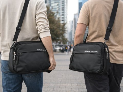 Nerka męska saszetka na ramię do ręki torba crossbody czarna regulacja