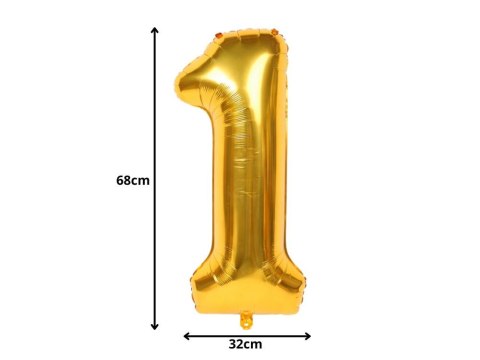 Balon foliowy cyfra liczba 1 złota 66cm urodziny przyjęcie dekoraca złoty