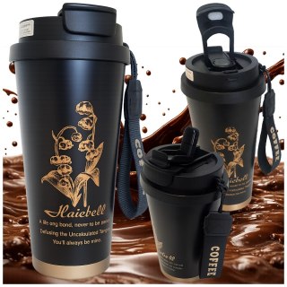 Kubek termiczny 530ml słomka z uchwytem stalowy termos na zimne i gorące