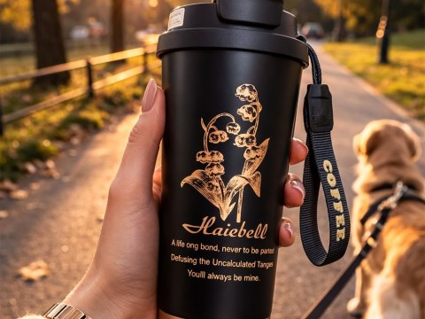 Kubek termiczny 530ml słomka z uchwytem stalowy termos na zimne i gorące