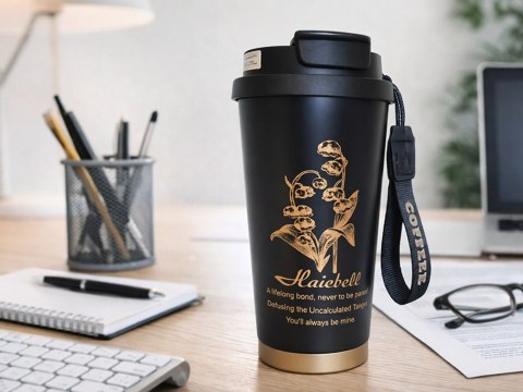 Kubek termiczny 530ml słomka z uchwytem stalowy termos na zimne i gorące
