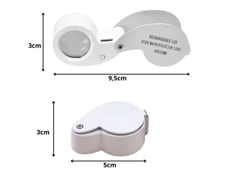 Lupa powiększająca jubilerska led uv składana ładowana usb do czytania 60x
