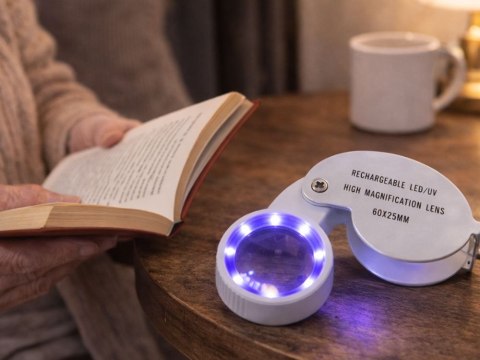 Lupa powiększająca jubilerska led uv składana ładowana usb do czytania 60x