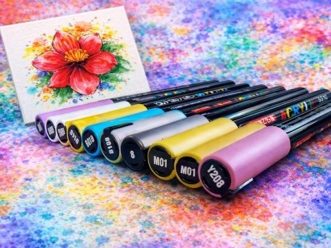 Markery akrylowe zestaw 12 szt pisaki flamastry mazaki wodoodporne z farbą