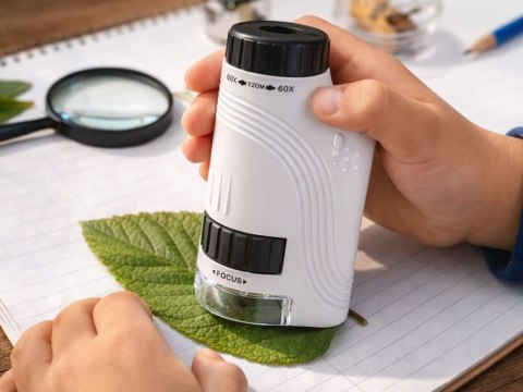 Mikroskop kompaktowy optyczny lupa 120x zoom led uv focus edukacyjny