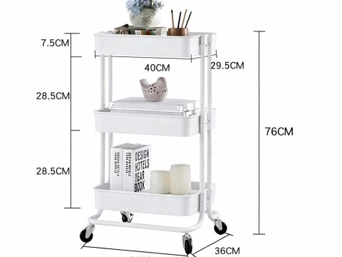 Regał kuchenny łazienkowy na kółkach wózek 3 poziomy metalowy organizer