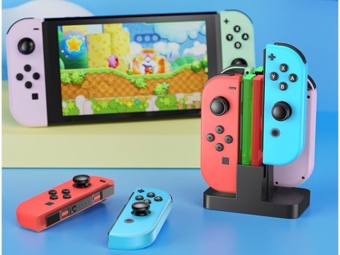 Stacja ładująca ładowarka do 4x joy-con nintendo switch podświetlenie led
