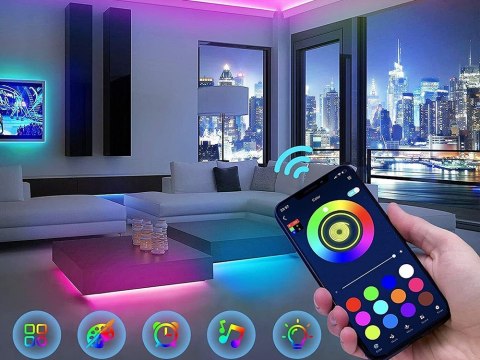 Taśma led rgb wodoodporna 5m bluetooth pasek sterowanie aplikacją pilot