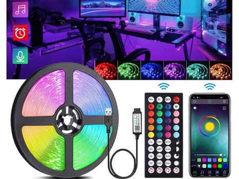 Taśma led rgb wodoodporna 5m bluetooth pasek sterowanie aplikacją pilot
