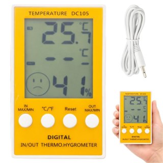 Termometr higrometr cyfrowy z sondą in/out lcd temperatura wilgotność