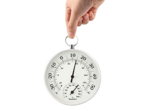 Termometr higrometr ścienny analogowy temperatura wilgotność dom ogród