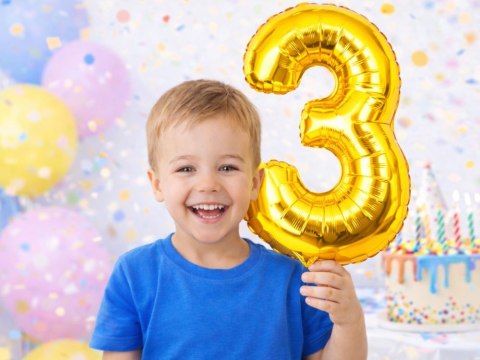 Balon foliowy cyfra liczba 3 złota 66cm urodziny przyjęcie dekoraca złoty