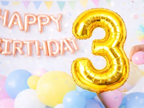 Balon foliowy cyfra liczba 3 złota 66cm urodziny przyjęcie dekoraca złoty