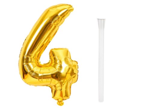 Balon foliowy cyfra liczba 4 złota 66cm urodziny przyjęcie dekoraca złoty