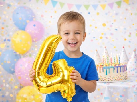 Balon foliowy cyfra liczba 4 złota 66cm urodziny przyjęcie dekoraca złoty
