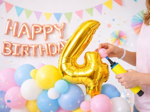 Balon foliowy cyfra liczba 4 złota 66cm urodziny przyjęcie dekoraca złoty