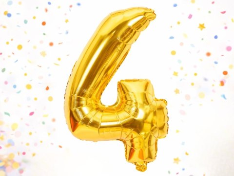 Balon foliowy cyfra liczba 4 złota 66cm urodziny przyjęcie dekoraca złoty