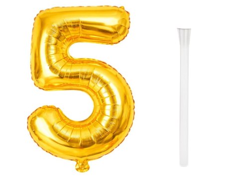 Balon foliowy cyfra liczba 5 złota 66cm urodziny przyjęcie dekoraca złoty