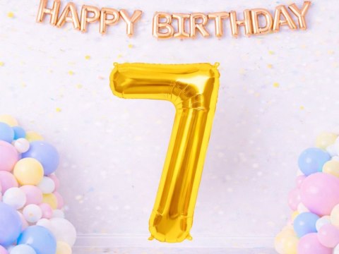 Balon foliowy cyfra liczba 7 złota 66cm urodziny przyjęcie dekoraca złoty