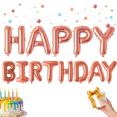 Balony foliowe happy birthday girlanda różowe napis urodziny dekoracja