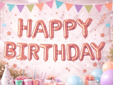 Balony foliowe happy birthday girlanda różowe napis urodziny dekoracja