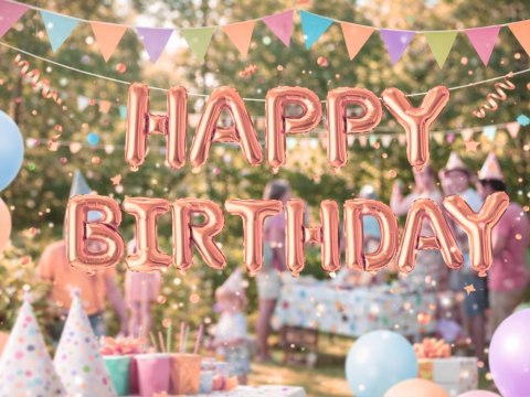 Balony foliowe happy birthday girlanda różowe napis urodziny dekoracja