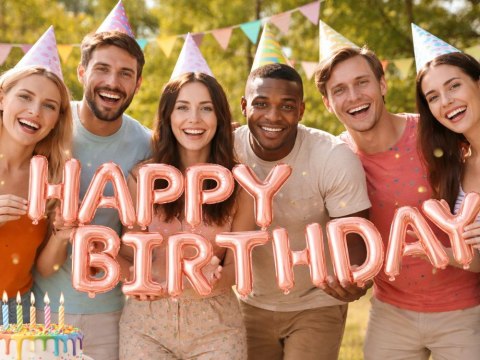 Balony foliowe happy birthday girlanda różowe napis urodziny dekoracja