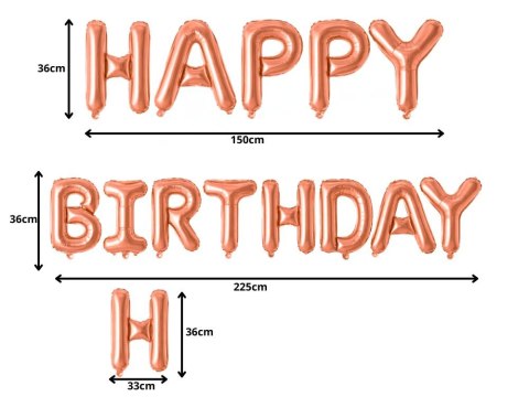 Balony foliowe happy birthday girlanda różowe napis urodziny dekoracja