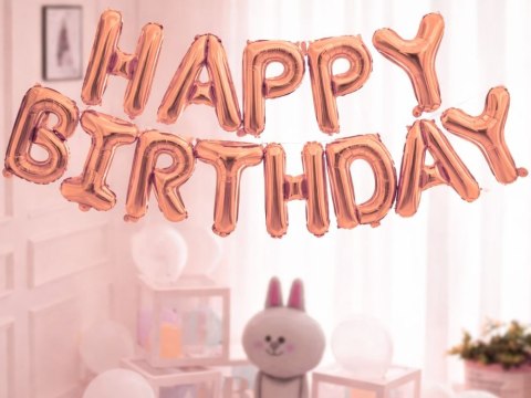 Balony foliowe happy birthday girlanda różowe napis urodziny dekoracja