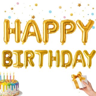 Balony foliowe happy birthday girlanda złote napis urodziny dekoracja