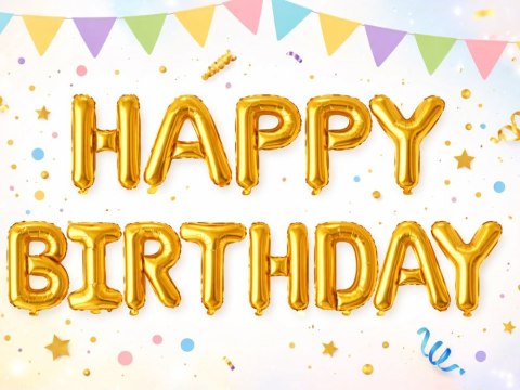 Balony foliowe happy birthday girlanda złote napis urodziny dekoracja