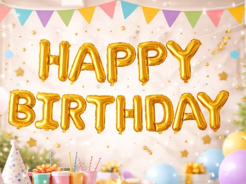 Balony foliowe happy birthday girlanda złote napis urodziny dekoracja
