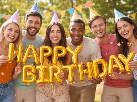 Balony foliowe happy birthday girlanda złote napis urodziny dekoracja
