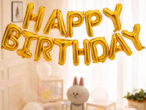 Balony foliowe happy birthday girlanda złote napis urodziny dekoracja