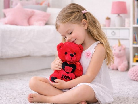 Miś pluszowy z sercem i love you na prezent przytulanka maskotka czerwony
