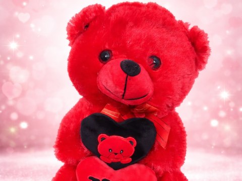 Miś pluszowy z sercem i love you na prezent przytulanka maskotka czerwony