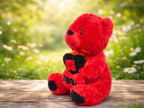 Miś pluszowy z sercem i love you na prezent przytulanka maskotka czerwony