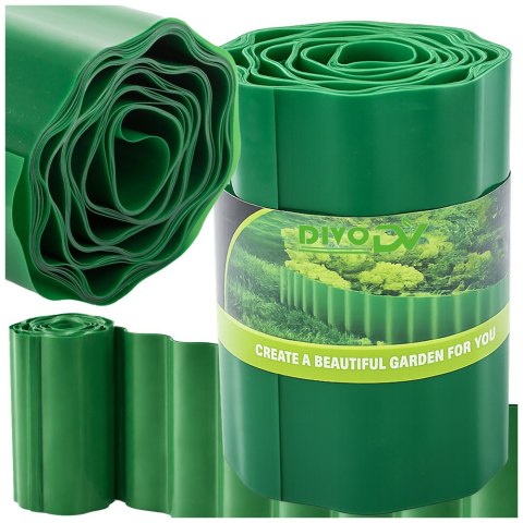 Obrzeże trawnikowe 9m x 20cm do ogrodu faliste palisada płotek zielone