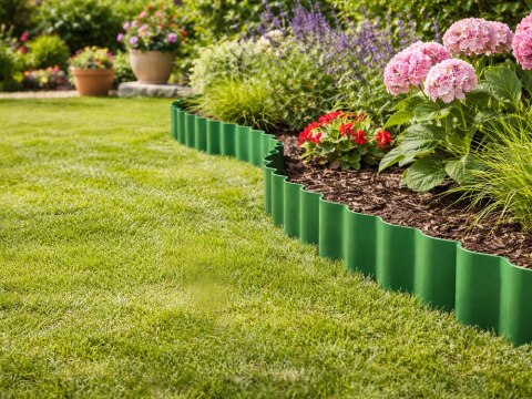 Obrzeże trawnikowe 9m x 20cm do ogrodu faliste palisada płotek zielone